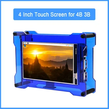 Aveņu Pi 4 Collu Touch Screen LCD Displejs HDMI-saderīgam Monitoram wih Akrila Gadījumā Ventilators Aveņu Pi 4 Modelis B 3B+ 3B