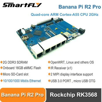 Banānu PI BPI R2 Pro Rockchip RK3568 Opensource Maršrutētāju Demo Valdes Quad-core ARM Cortex-A55 2GHz CPU Atbalsts OpenWRT un Linux