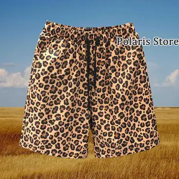 Leopards Drukāt Šorti 3D Iespiesti Gadījuma Havaju Bikses, Modes Vīrieši Sievietes Pludmales Šorti Elpojošs peldbiksēm
